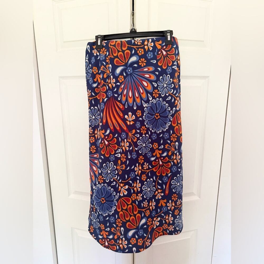 NWT Sigrid Olsen Flowers Floral Midi Skirt Orange Purple Funky Size Small - Picture 4 of 6